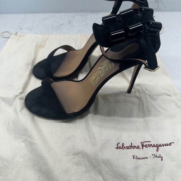 Ferragamo Kitten Heel - Etsy Salvatore Ferragamo Black Suede Stiletto Sandals Heels Women’s Size 40 / US 10